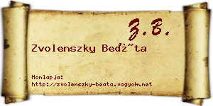 Zvolenszky Beáta névjegykártya