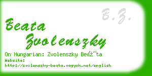 beata zvolenszky business card